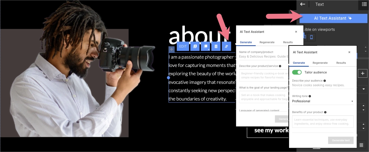 Copy creation in Landingi
