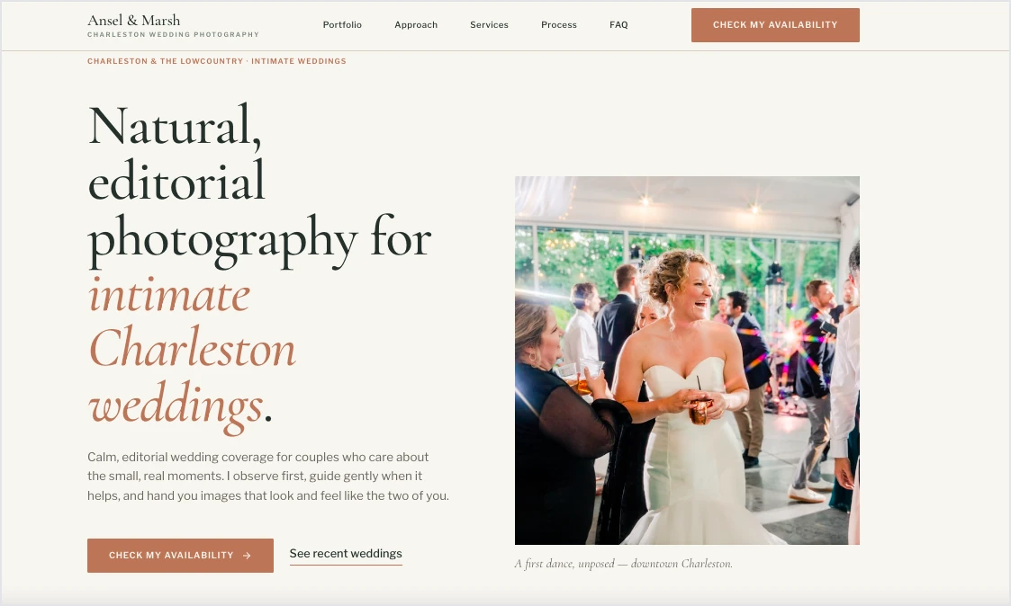 Landing page dla fotografa wygenerowany przez Lunar w Landingi