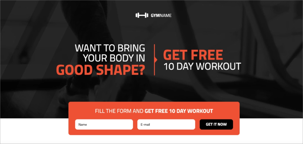 fitness landing page template