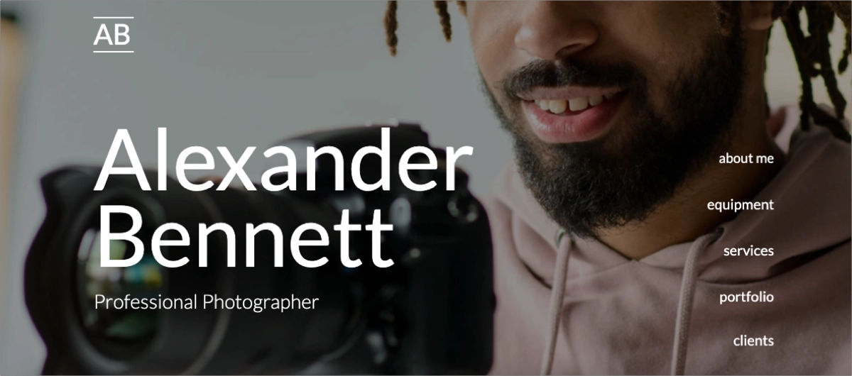 photographer landing page template