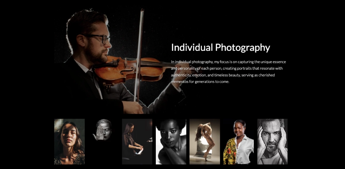 photography promotion landing page