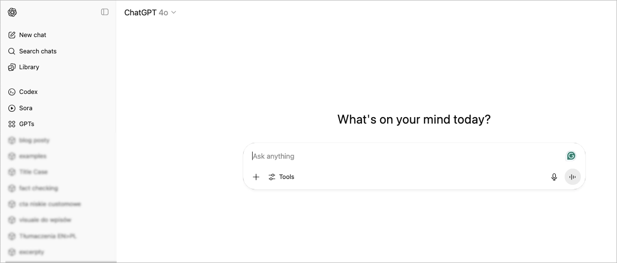 CHAT GPT – main page