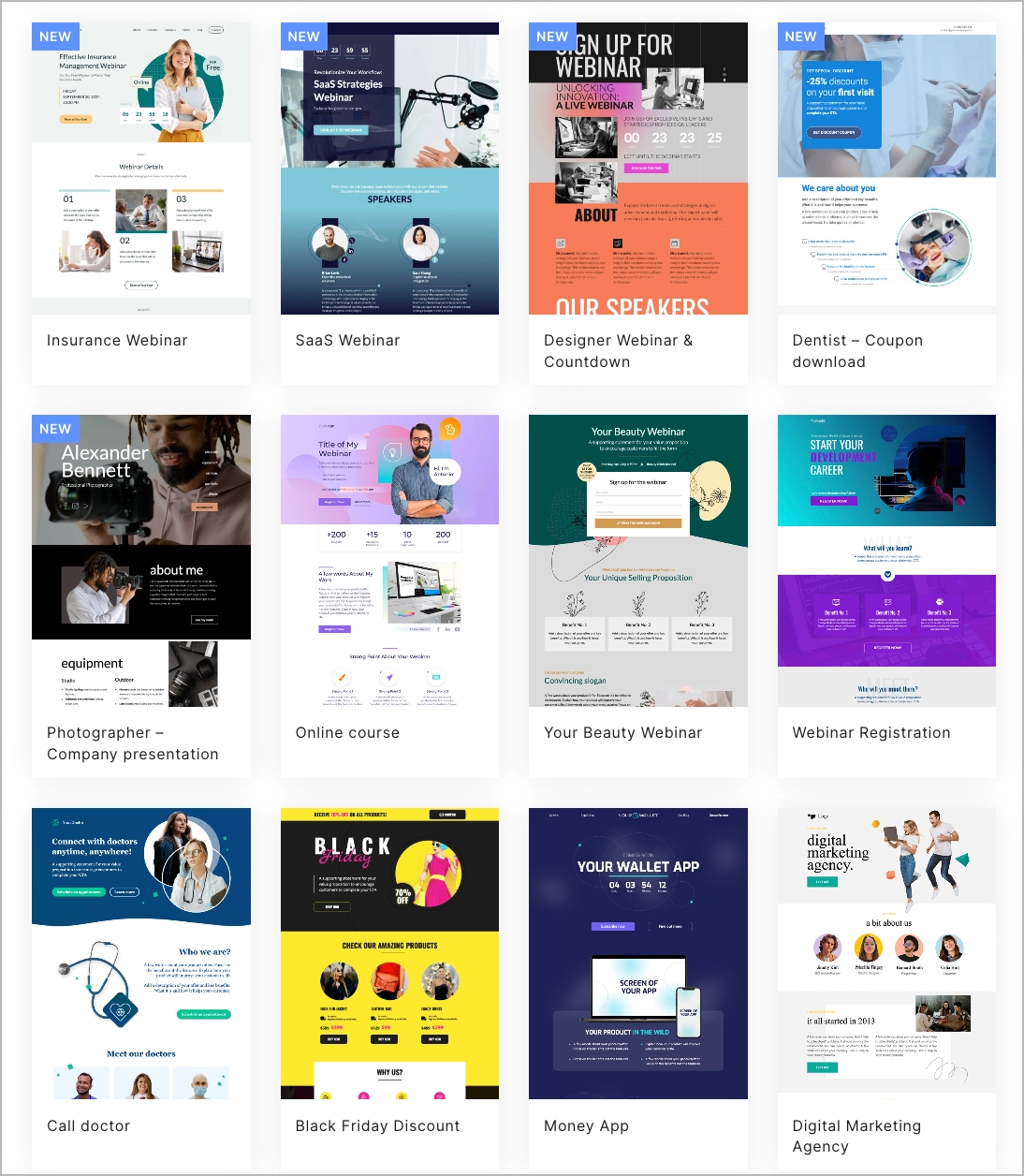 landing page templates for desktop and mobile devices