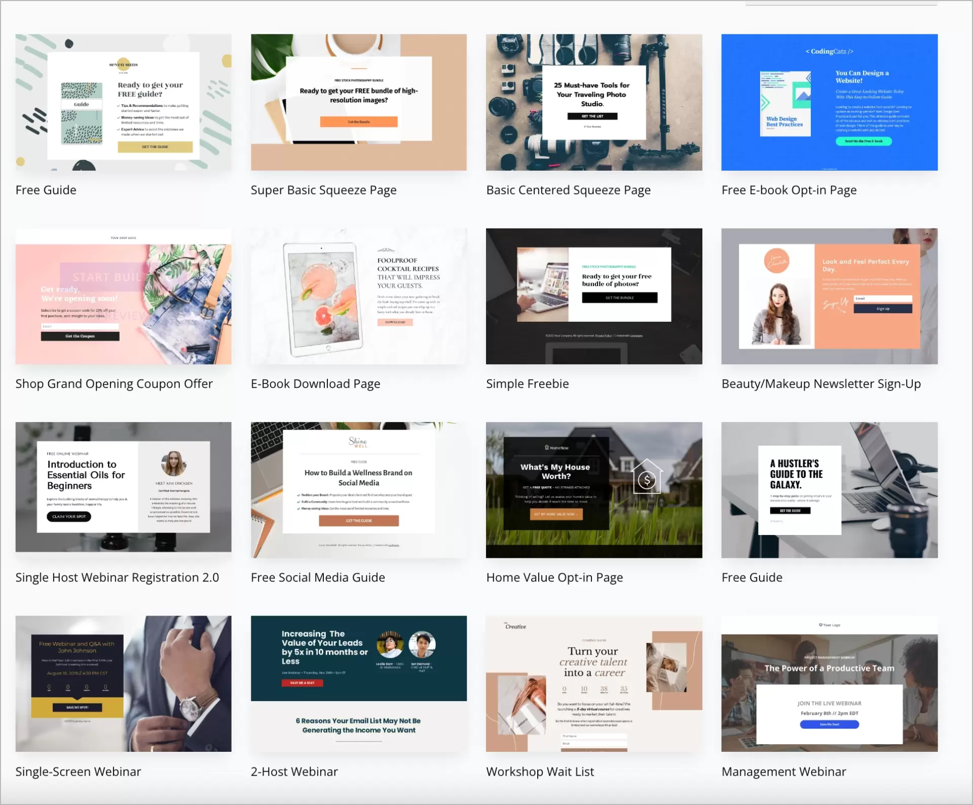 Leadpages landing page templates