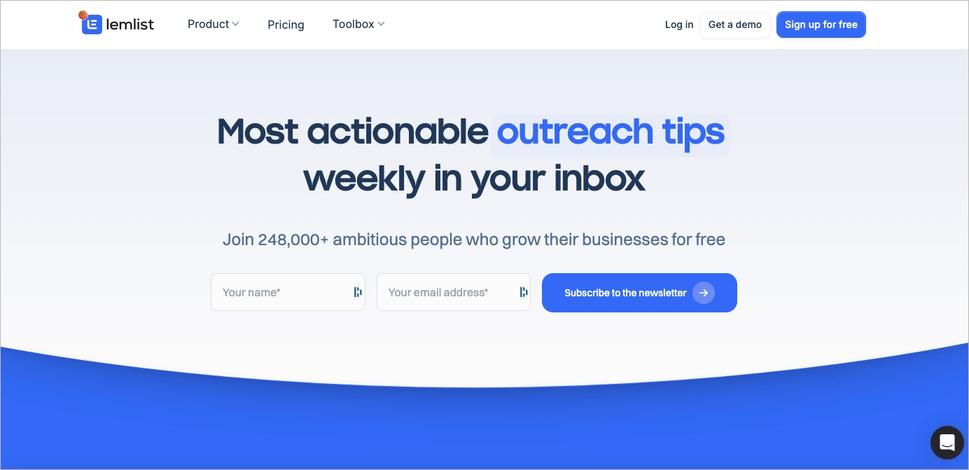 esempio di generazione di lead landing page