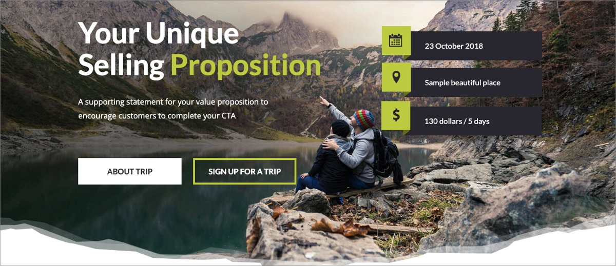 travel theme event landing page template 