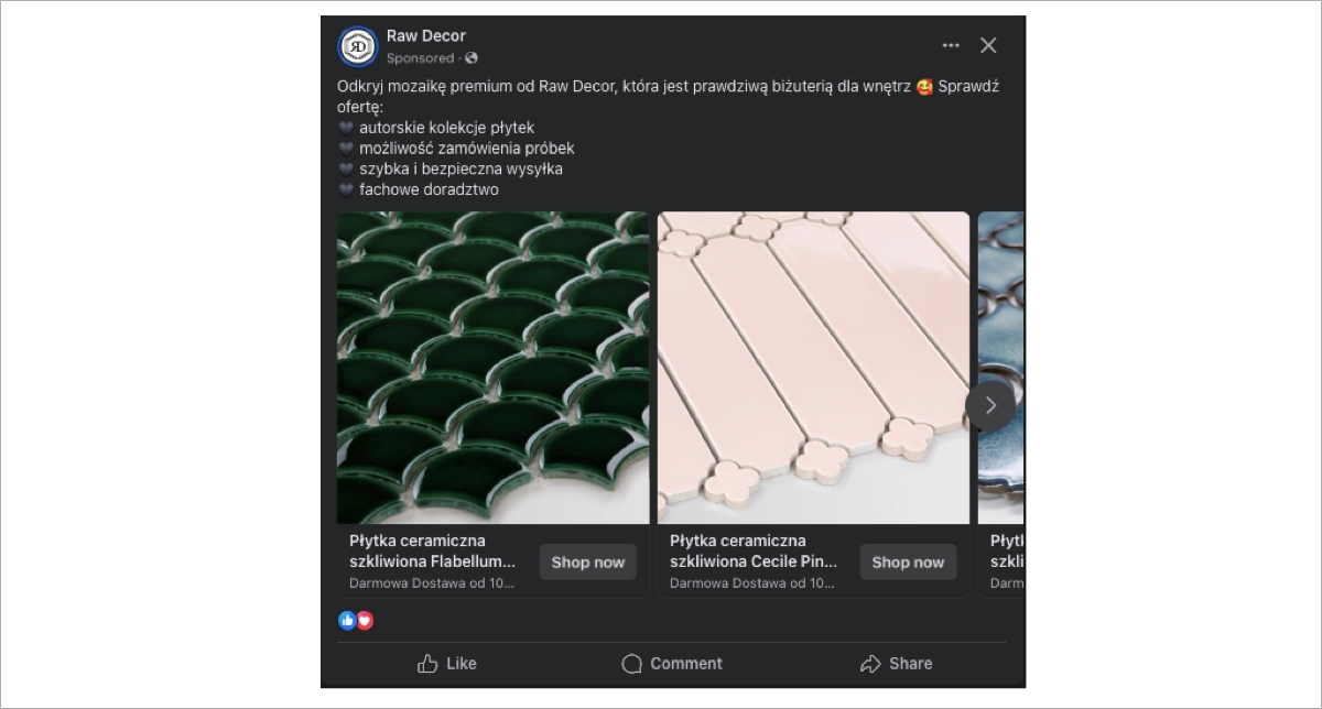 facebook sell ads carousel format
