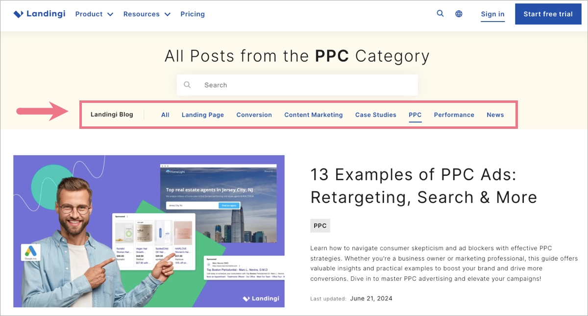 blog de otimização de landing page ppc