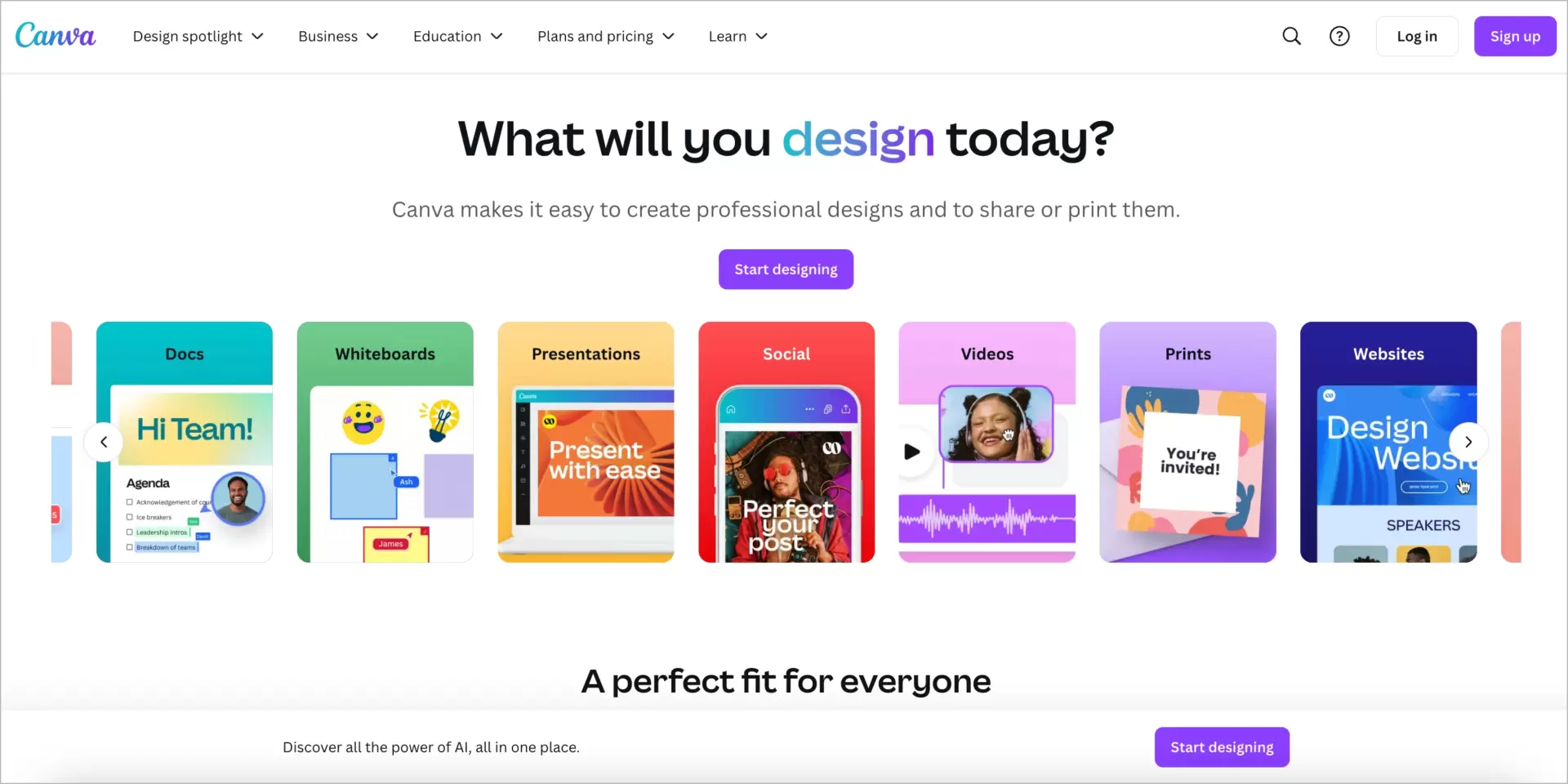 canva graphic design tool with a set of creative tools and landing page builder