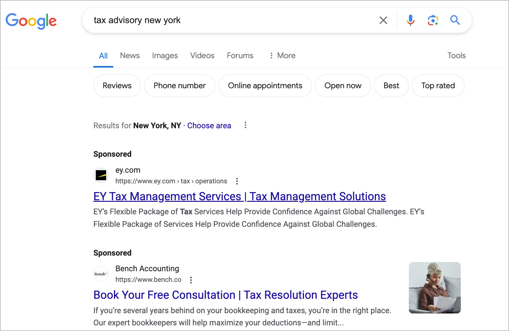 ppc tax advisory in serps