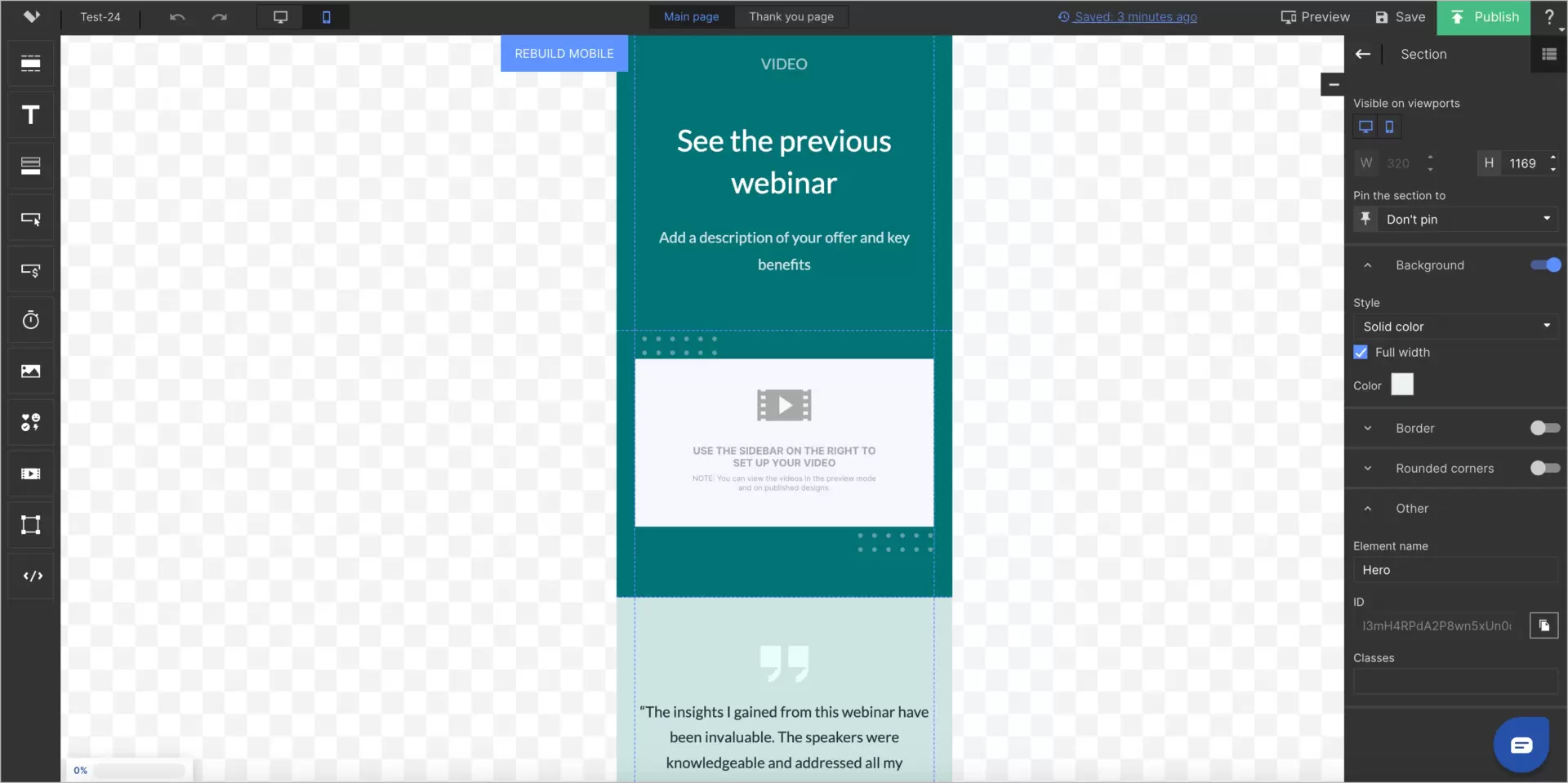 intuitive user interface in mobile page builder