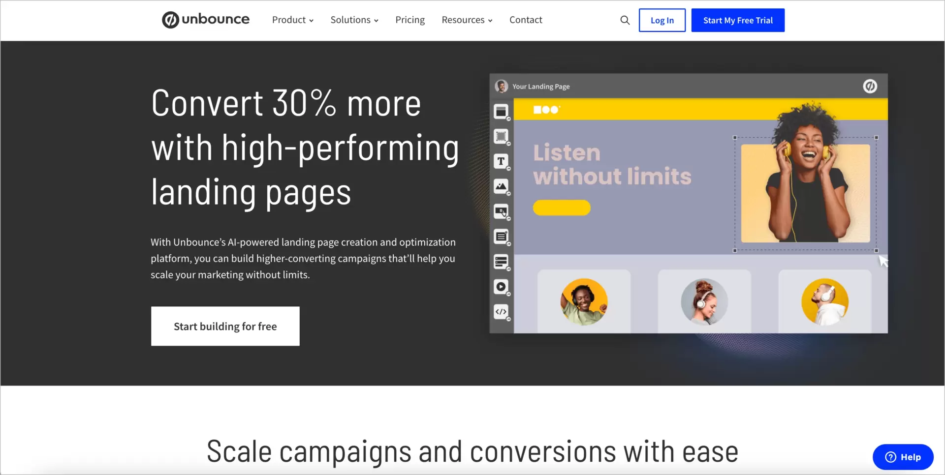 unbounce platform for high-converting landing pages creation