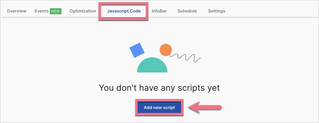 JavaScript Code tab in Landingi platform