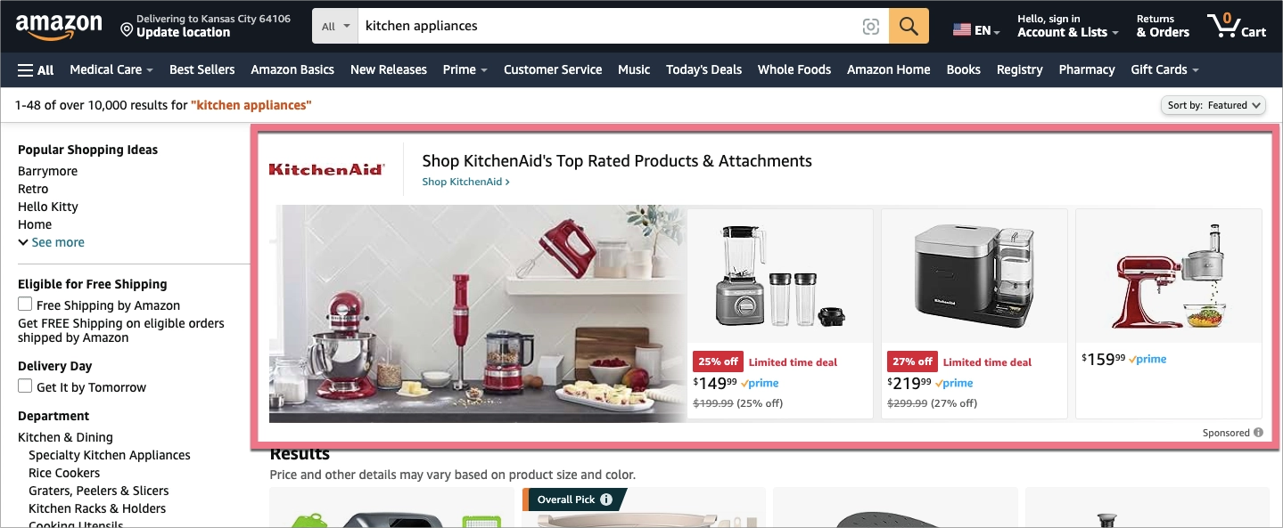 KitchenAid Amazon ad example