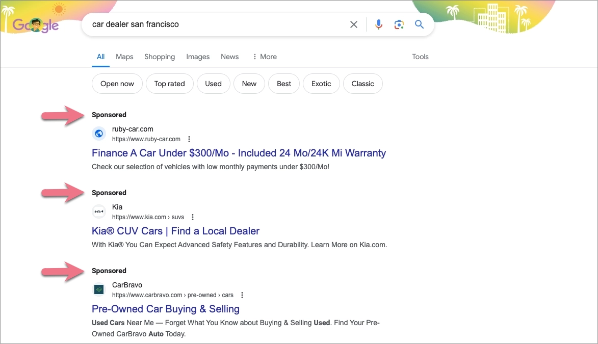 Google search ads in SERP