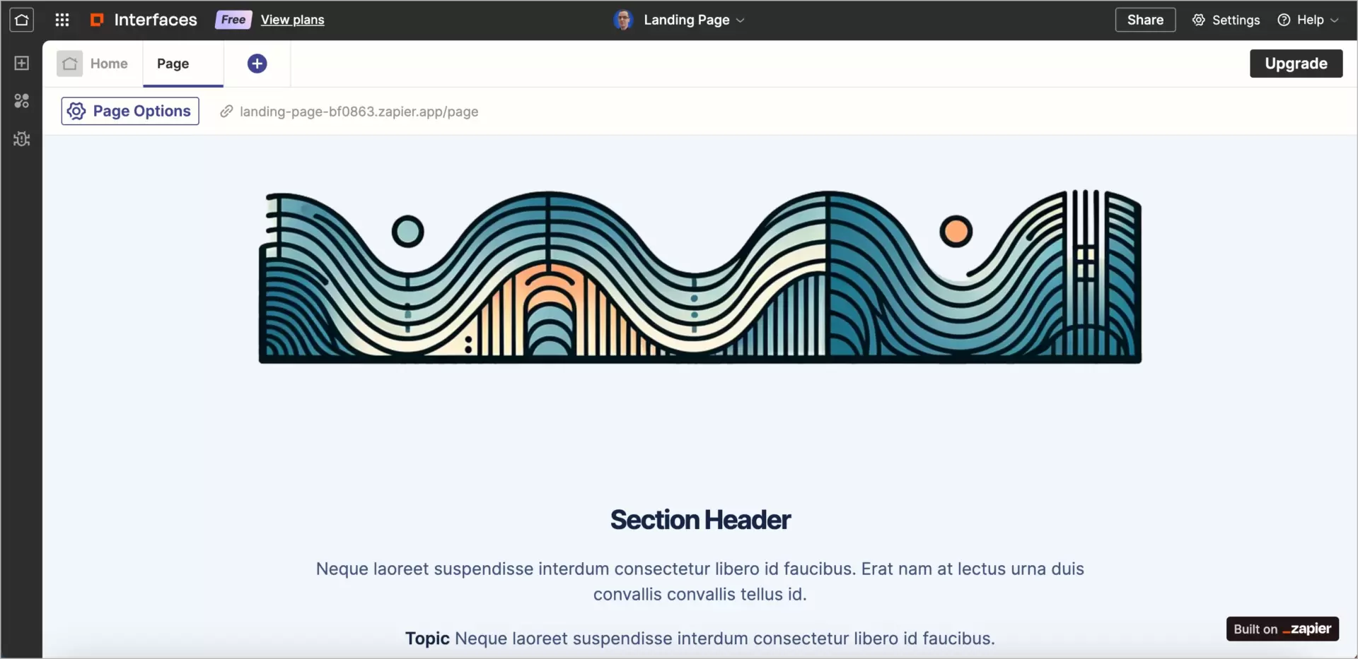 Landing page builder by Zapier