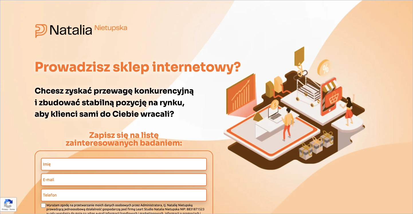 Nietupska landing page published in WordPress