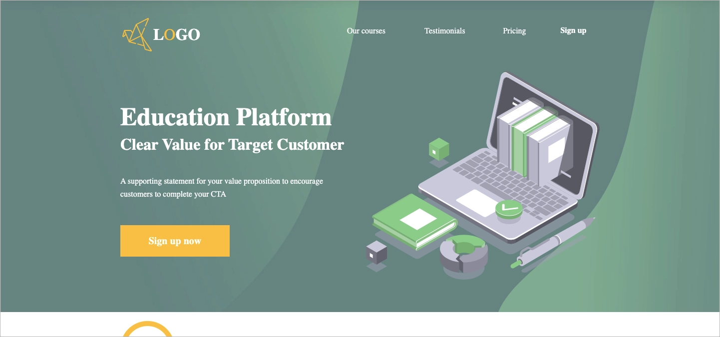 Digital product landing page without website template