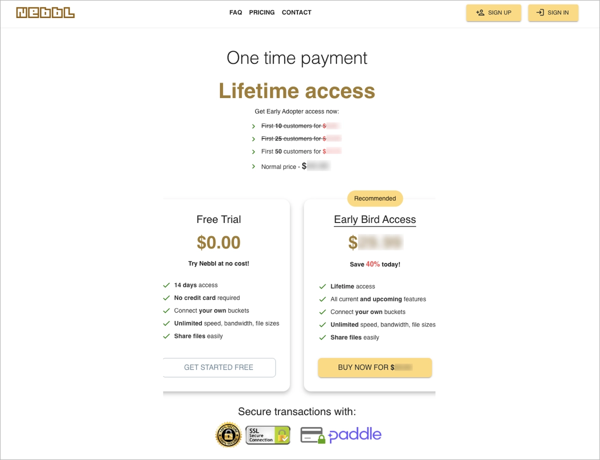 pricing page examples