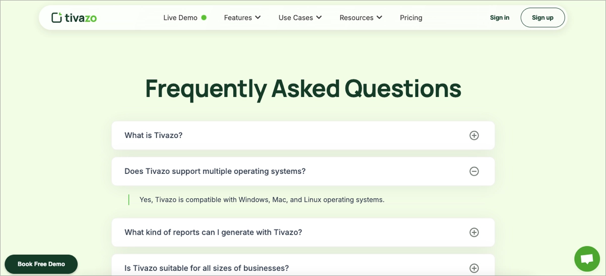 FAQ page examples