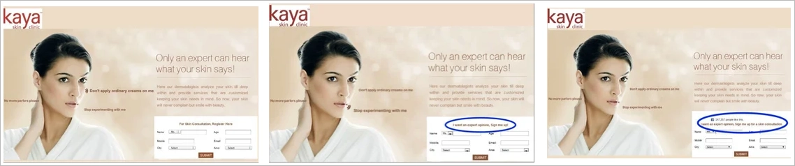 Kaya Skin Clinic landing page étude de cas d'optimisation