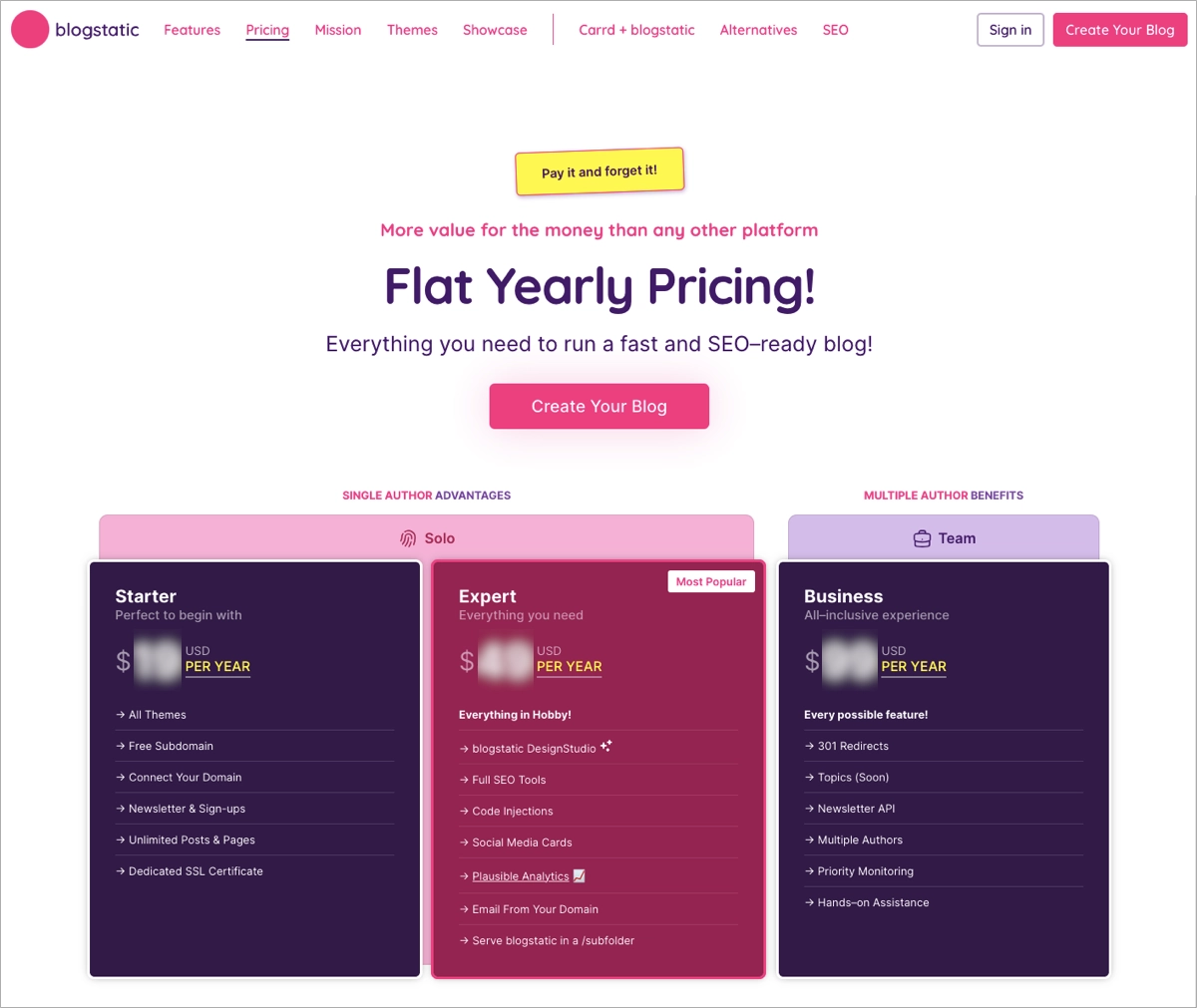 saas pricing page example