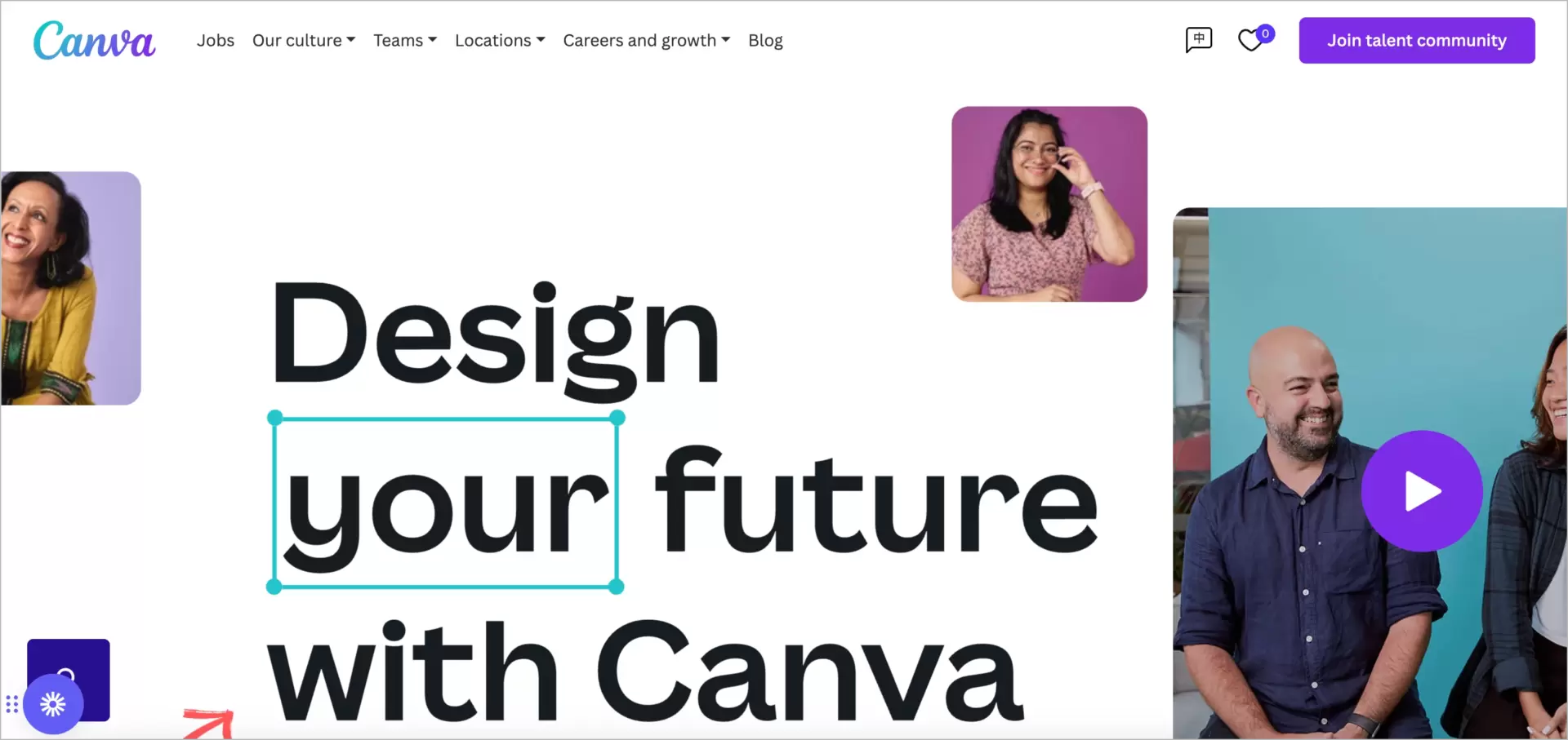 canva's headline aligned with employer brand on recruitment landing page 