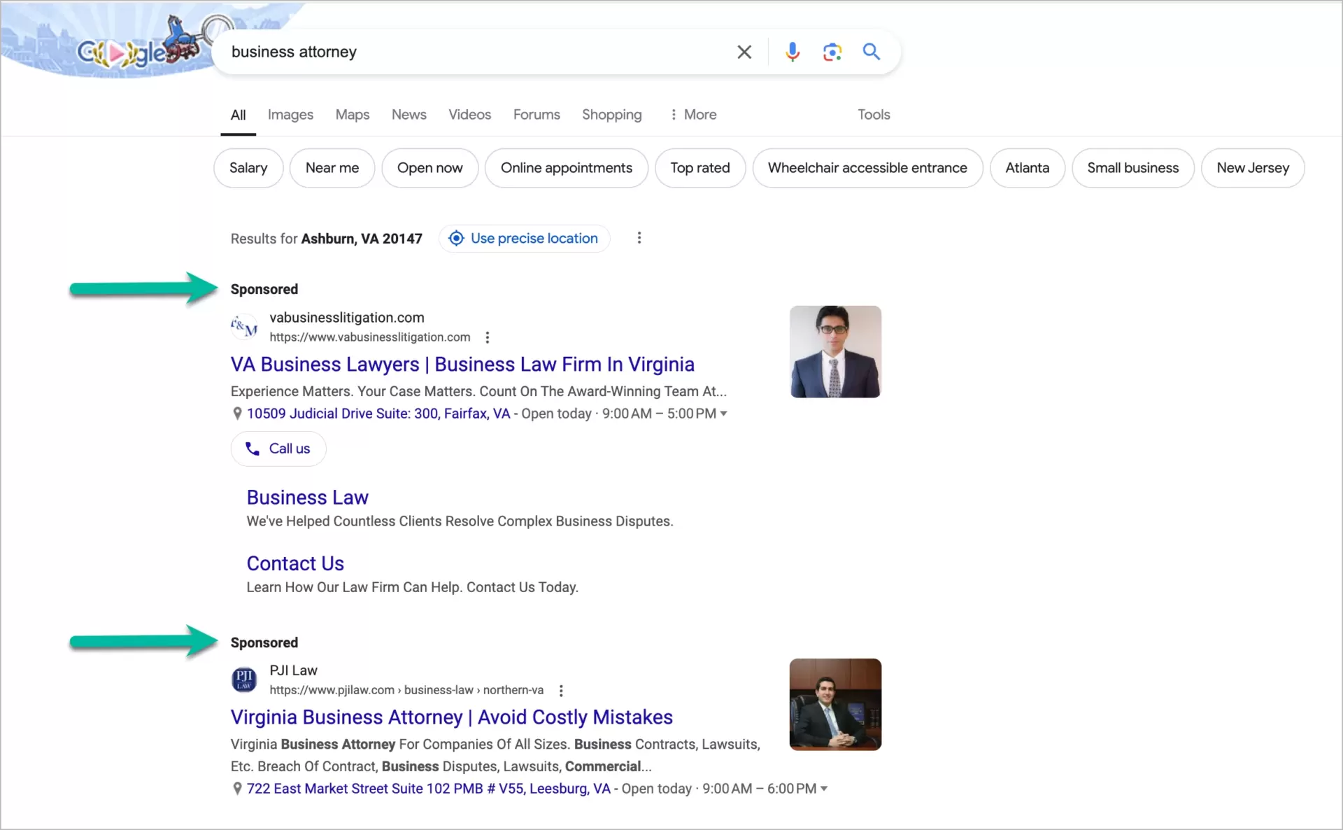 Exemple de publicité ppc dans Google Ads