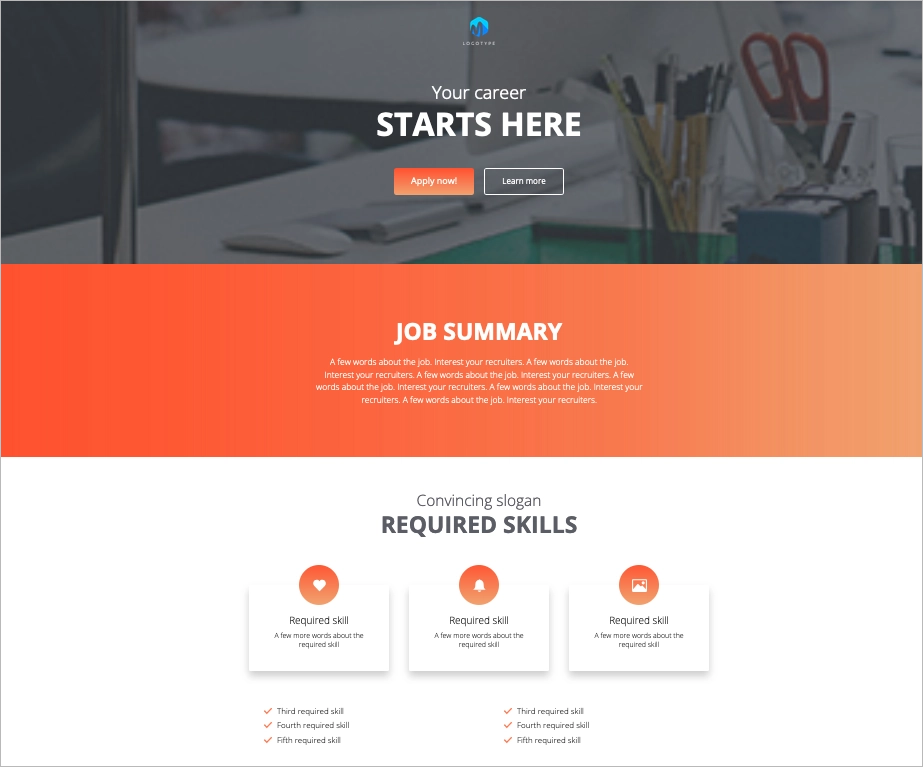 hiring landing page template