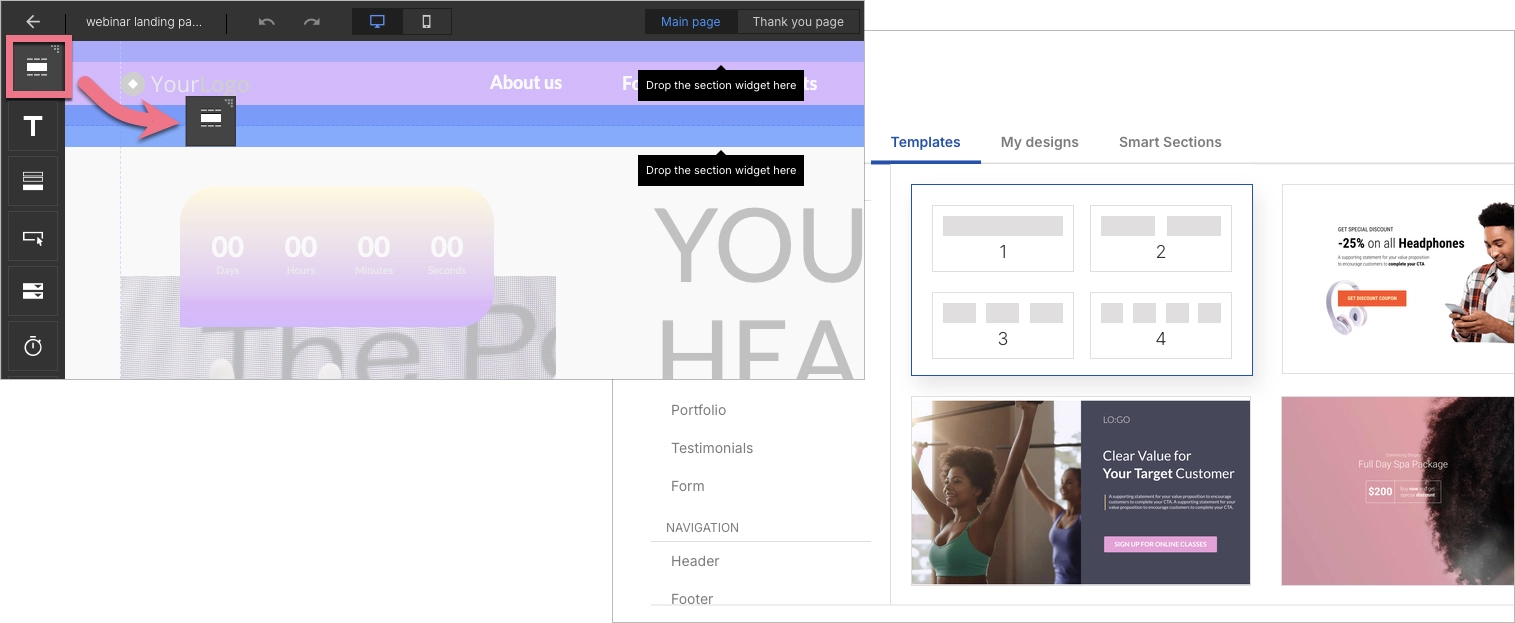Construir landing page con secciones