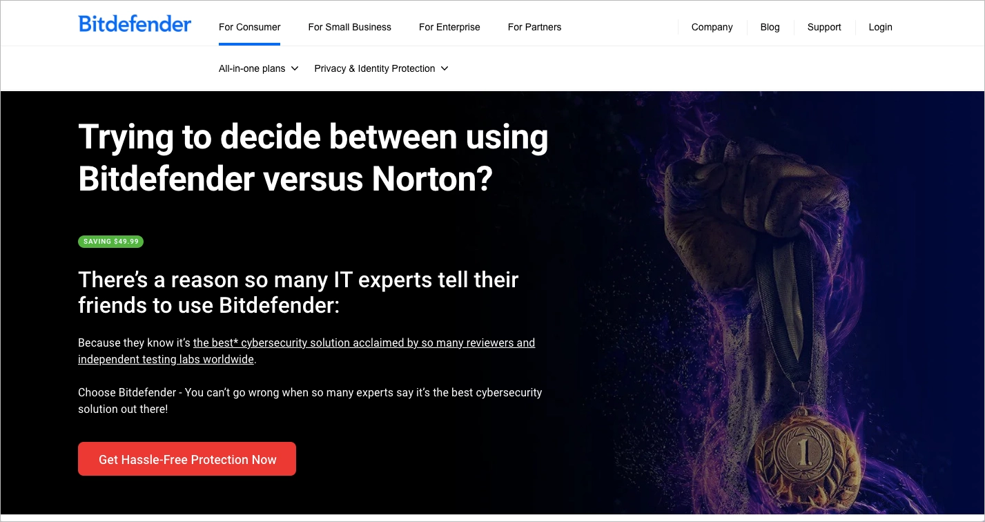 Competidor landing page ejemplo