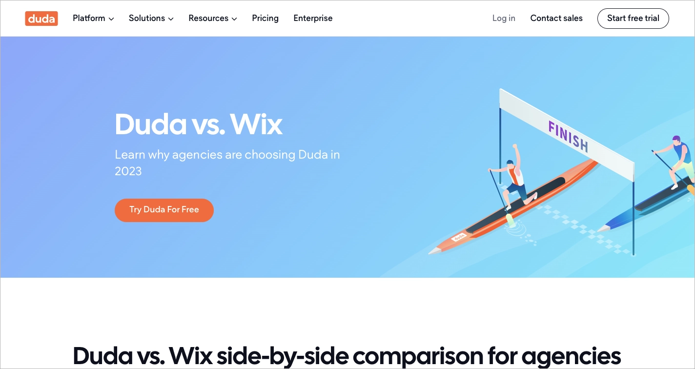 Competitor comparison landing page example