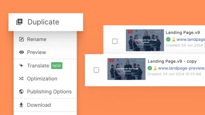 Duplicación fácil de landing pages
