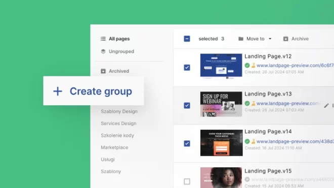 Grupowanie landing page'y