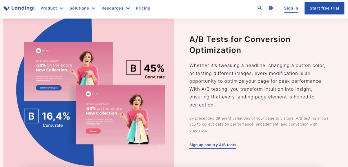 bestes Landing Page Werkzeug für A/B-Tests