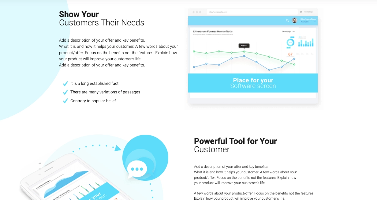 Software comparison page template