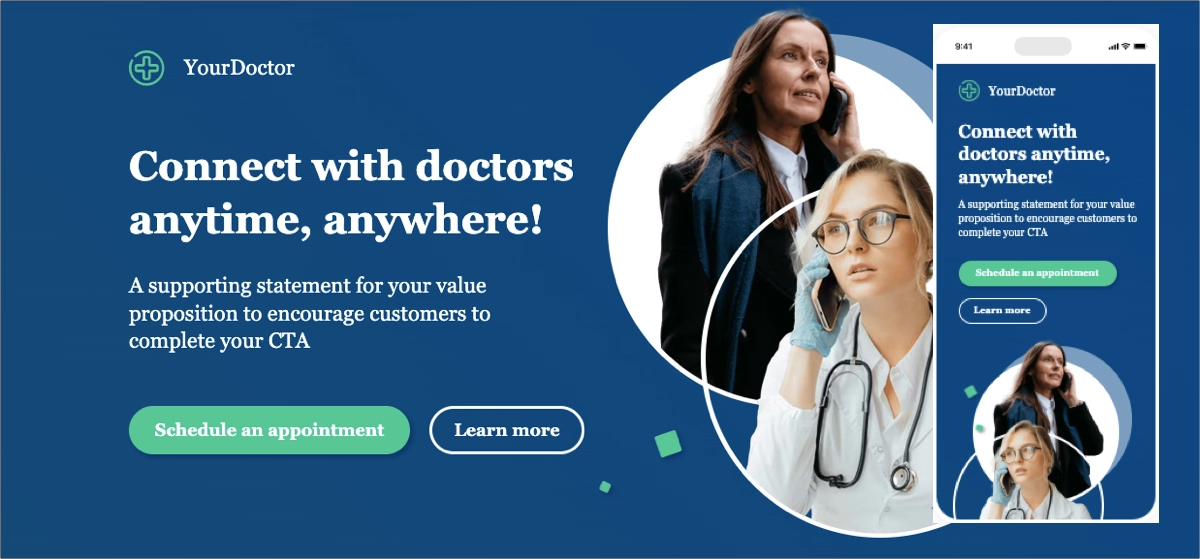 well-designed landing page template for medical industry