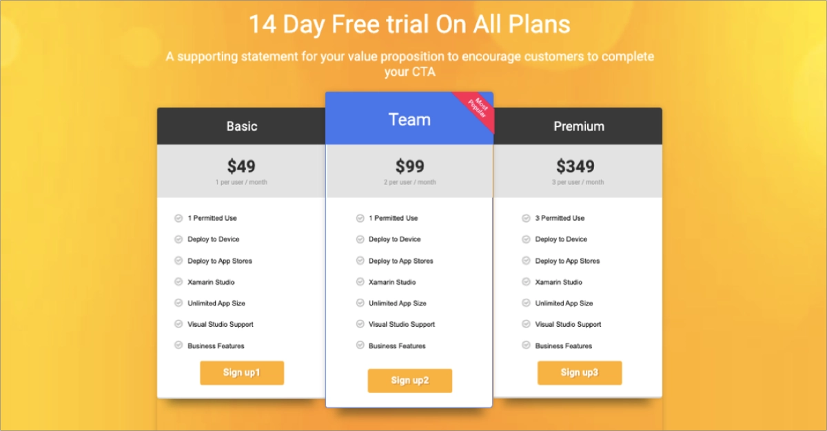 best pricing pages - template