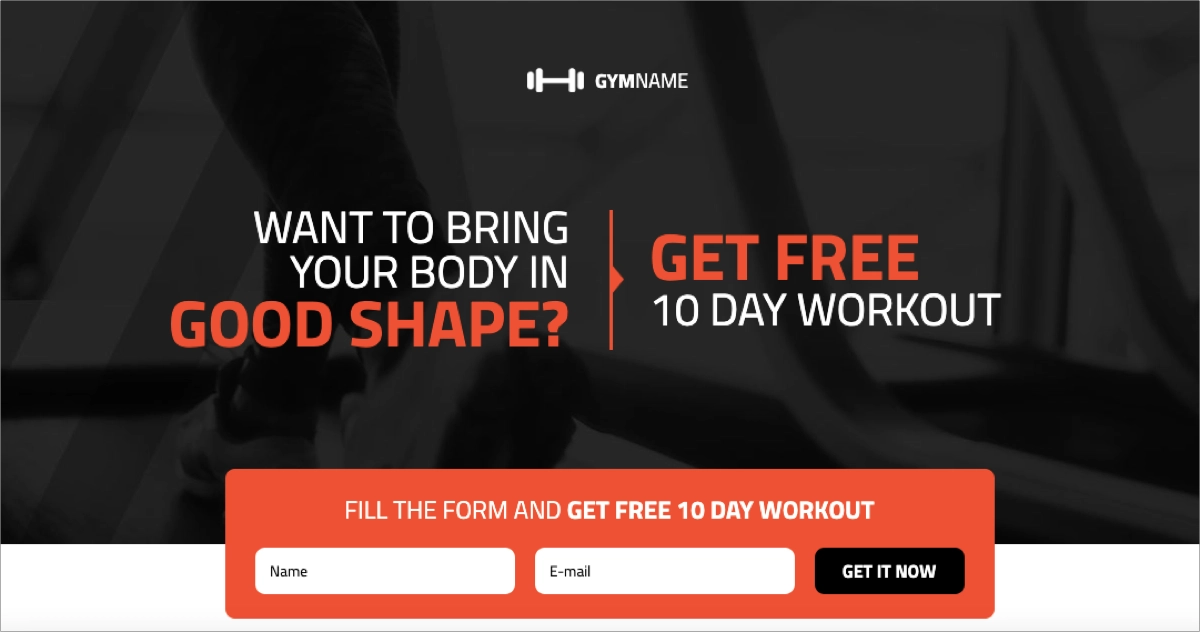 lead generation fitness landing page template