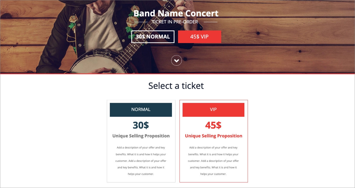 effective pricing strategy - event landing page template