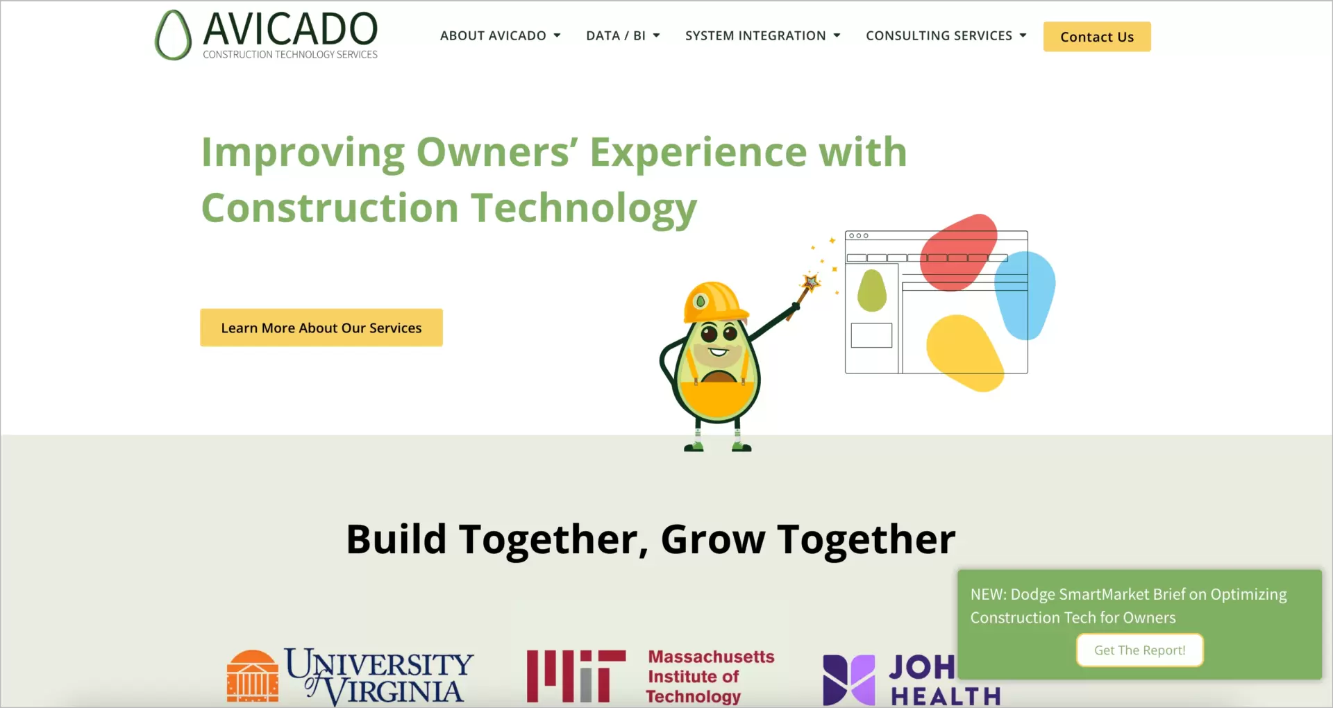 construction company landing page - software and services