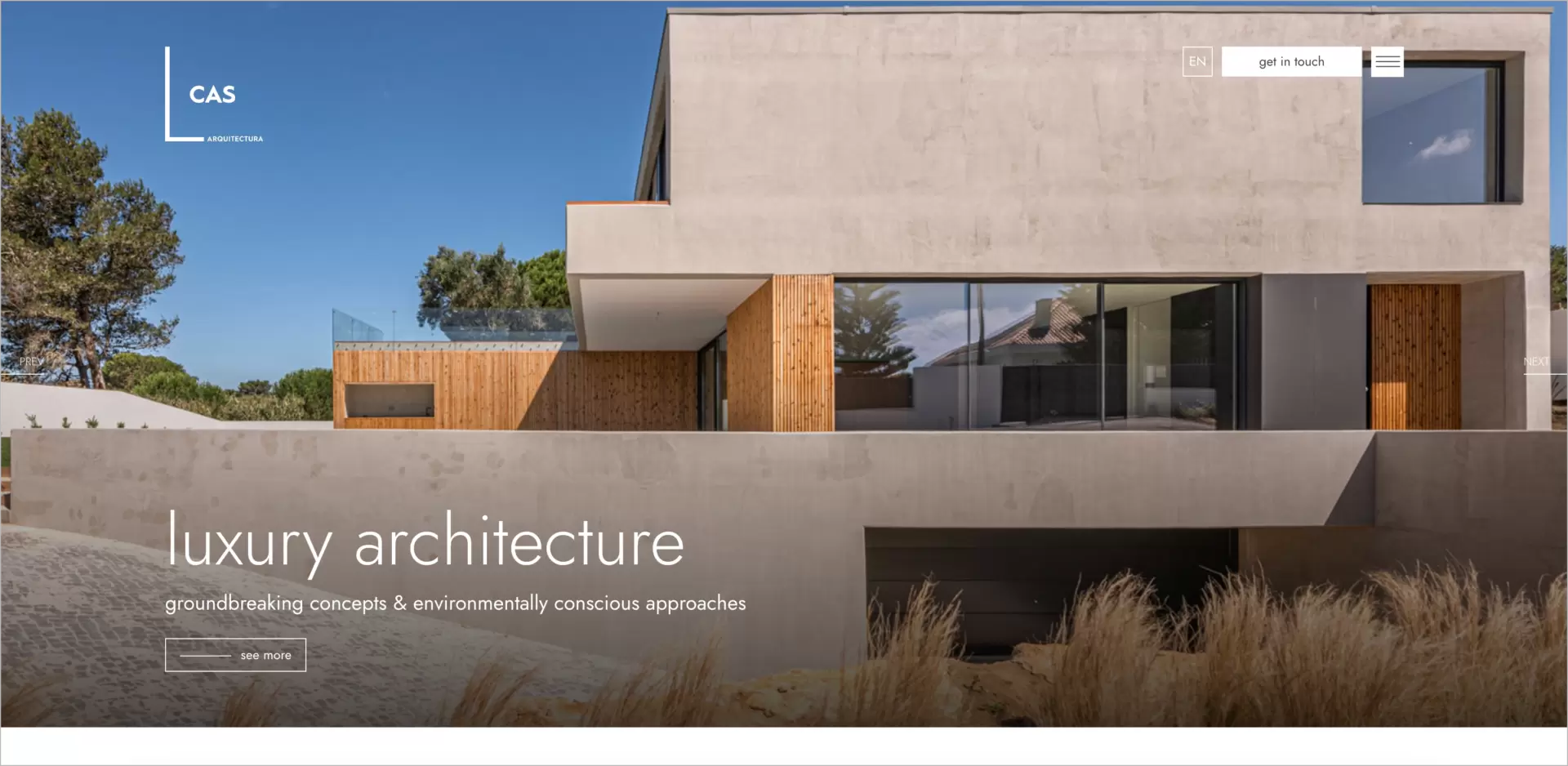 architecture company page with lots of images in background