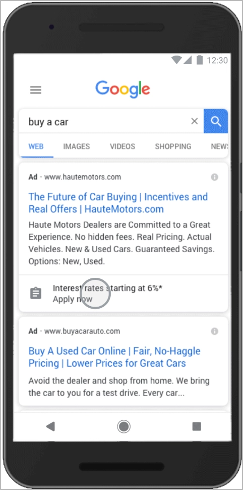 ad extension in lead forms for mobile users