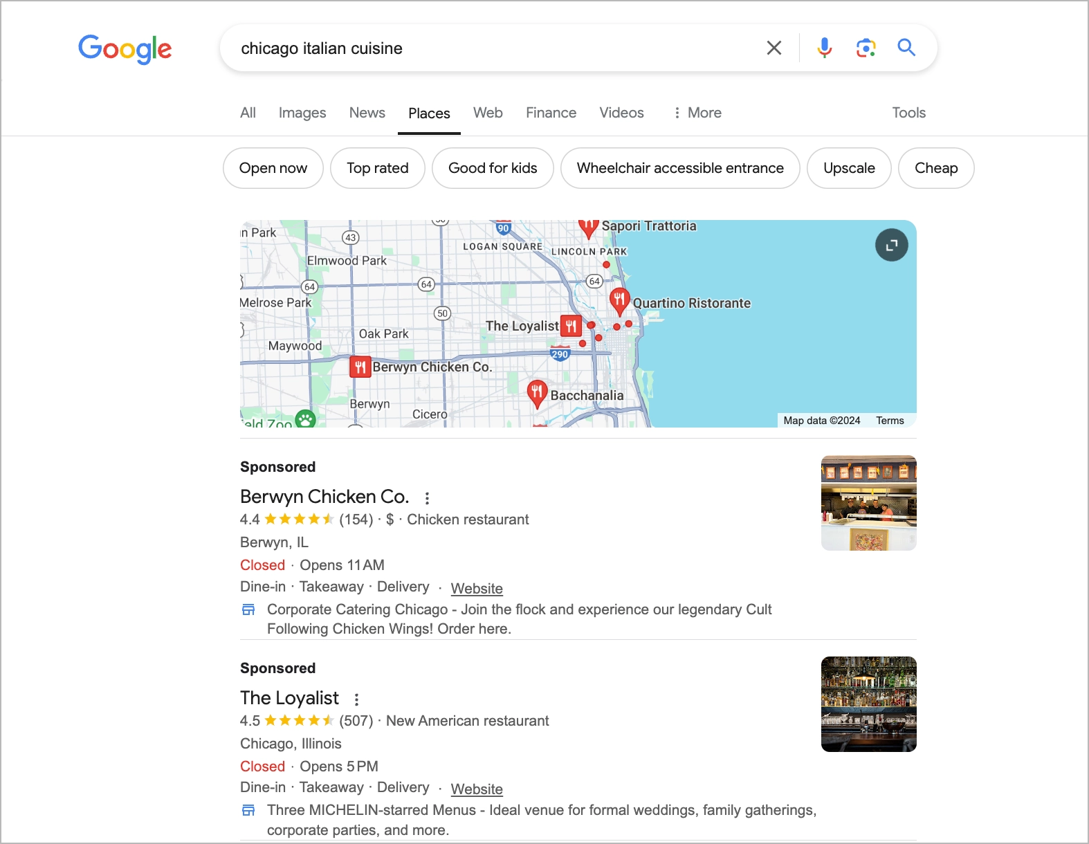 paid search engine ads for restaurants in google network