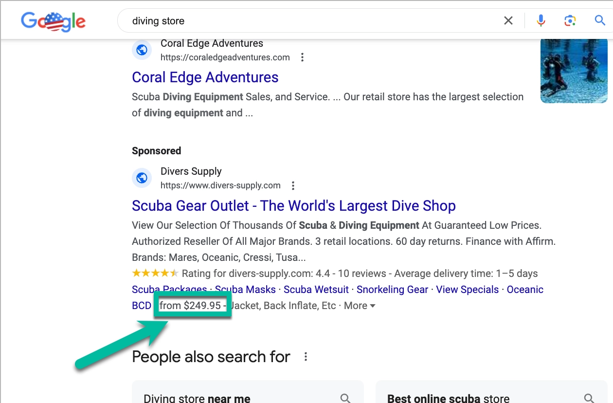 price extension in ad in google search network