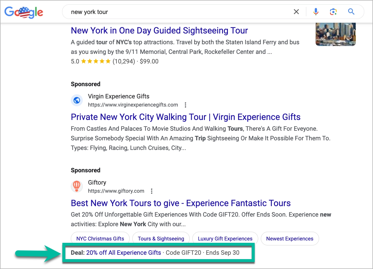 google ad extension in text ad 