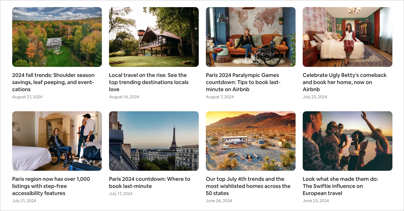 View of Airbnb's blog