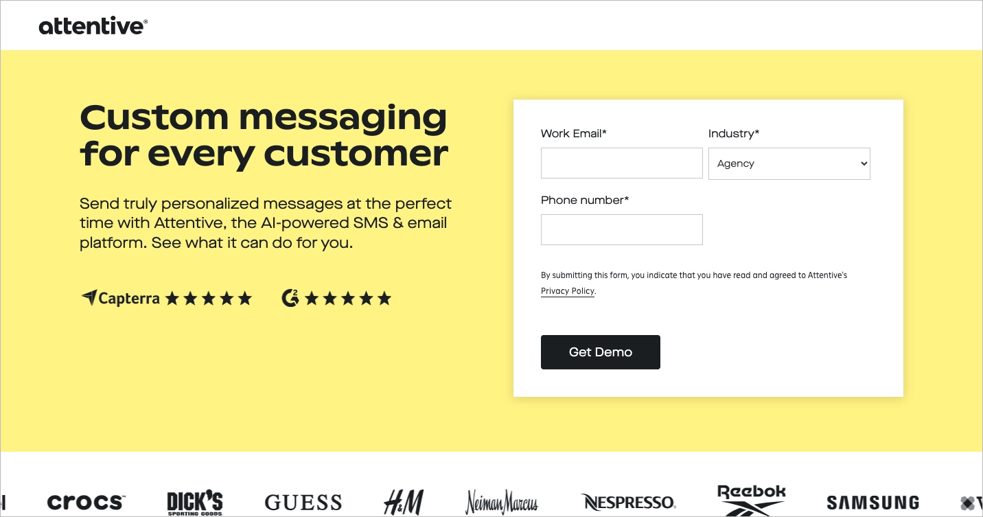 Mobile-friendly email capture landing page example