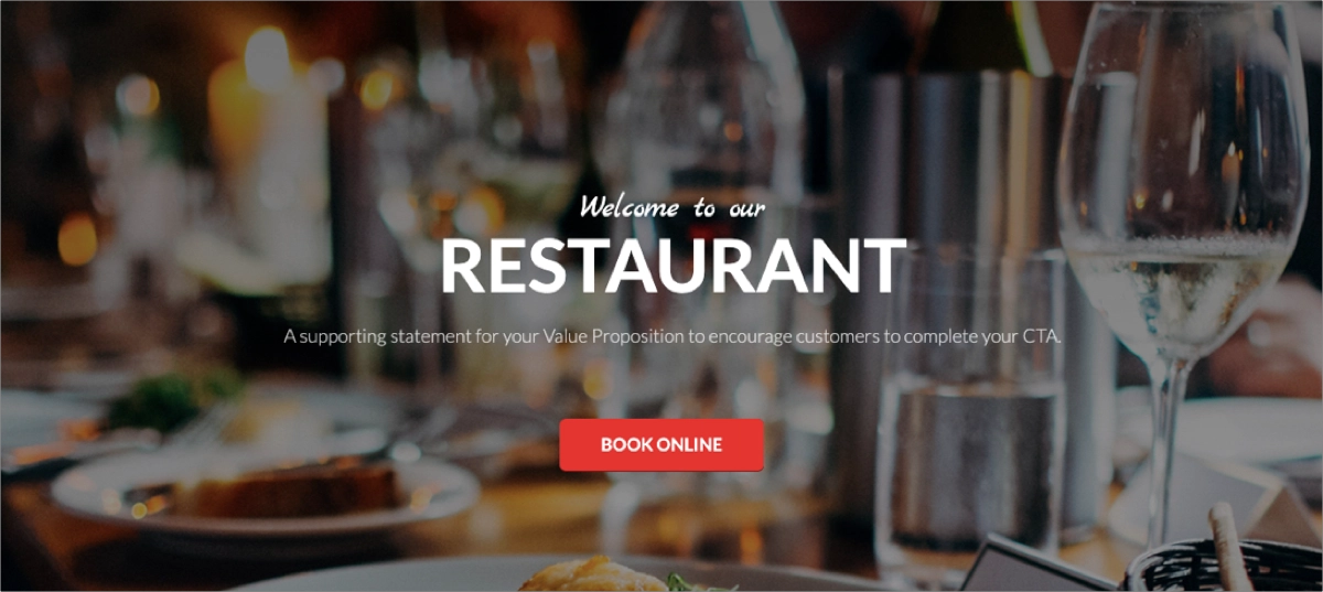 modello di splash page per ristorante