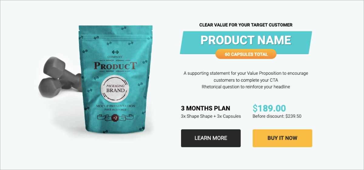 produto landing pages modelo